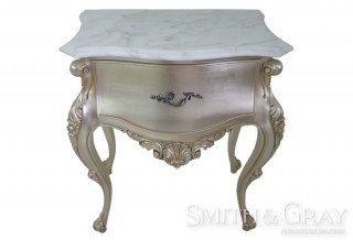 Handcarved and gilded bedsides with marble top