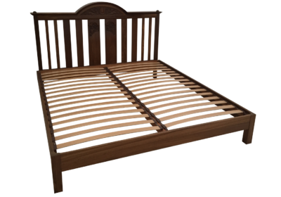 Brushbox solid timber king bed with carved details on the bedhead