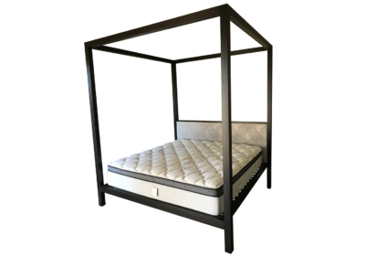 Dark stained tasmanian oak four poster queen bed