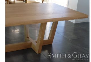 Solid American Oak Dining Table With Crossover Leg Smith Gray