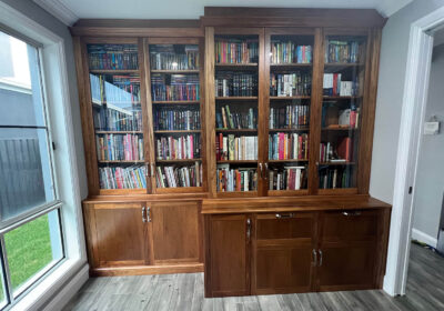 built in bookcase cabinet with glass doors