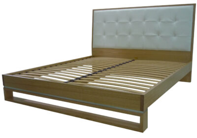 modern victorian ash king bed with white buttoned upholstered bedhead